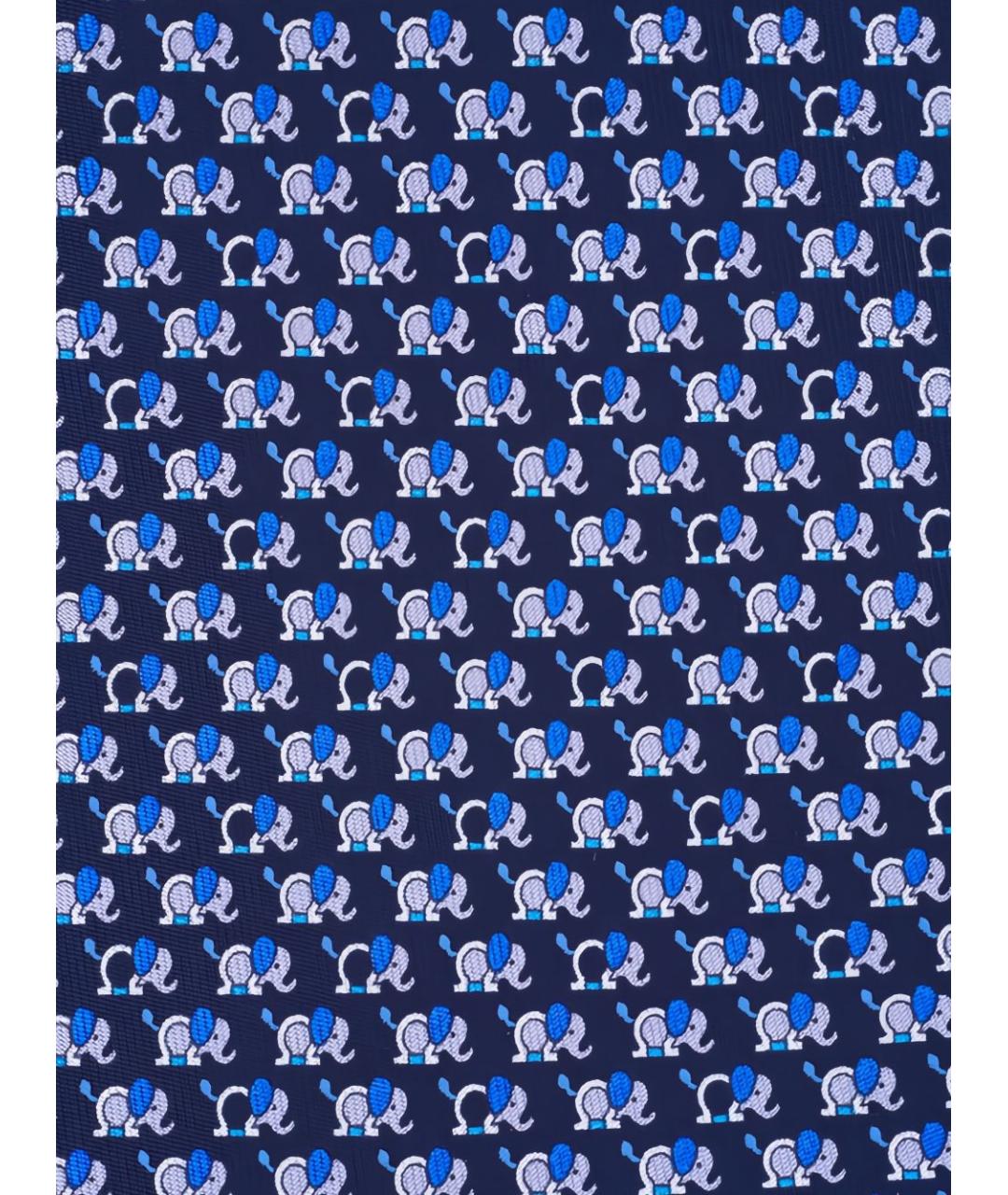 FERRAGAMO Синий шелковый галстук, фото 2