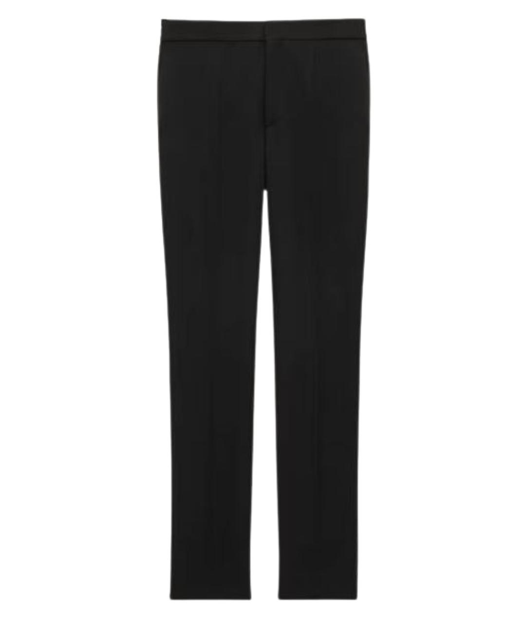 SAINT LAURENT Черные шерстяные повседневные брюки, фото 1