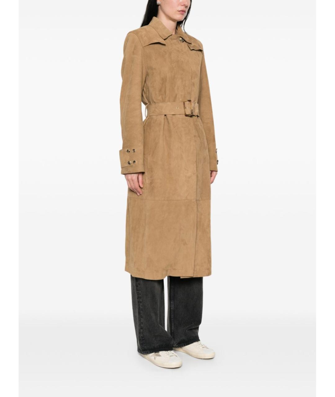 GOLDEN GOOSE DELUXE BRAND Бежевый кожаный тренч/плащ, фото 3