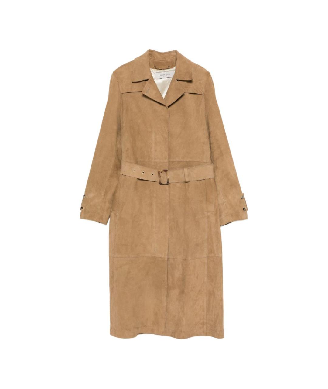 GOLDEN GOOSE DELUXE BRAND Бежевый кожаный тренч/плащ, фото 1