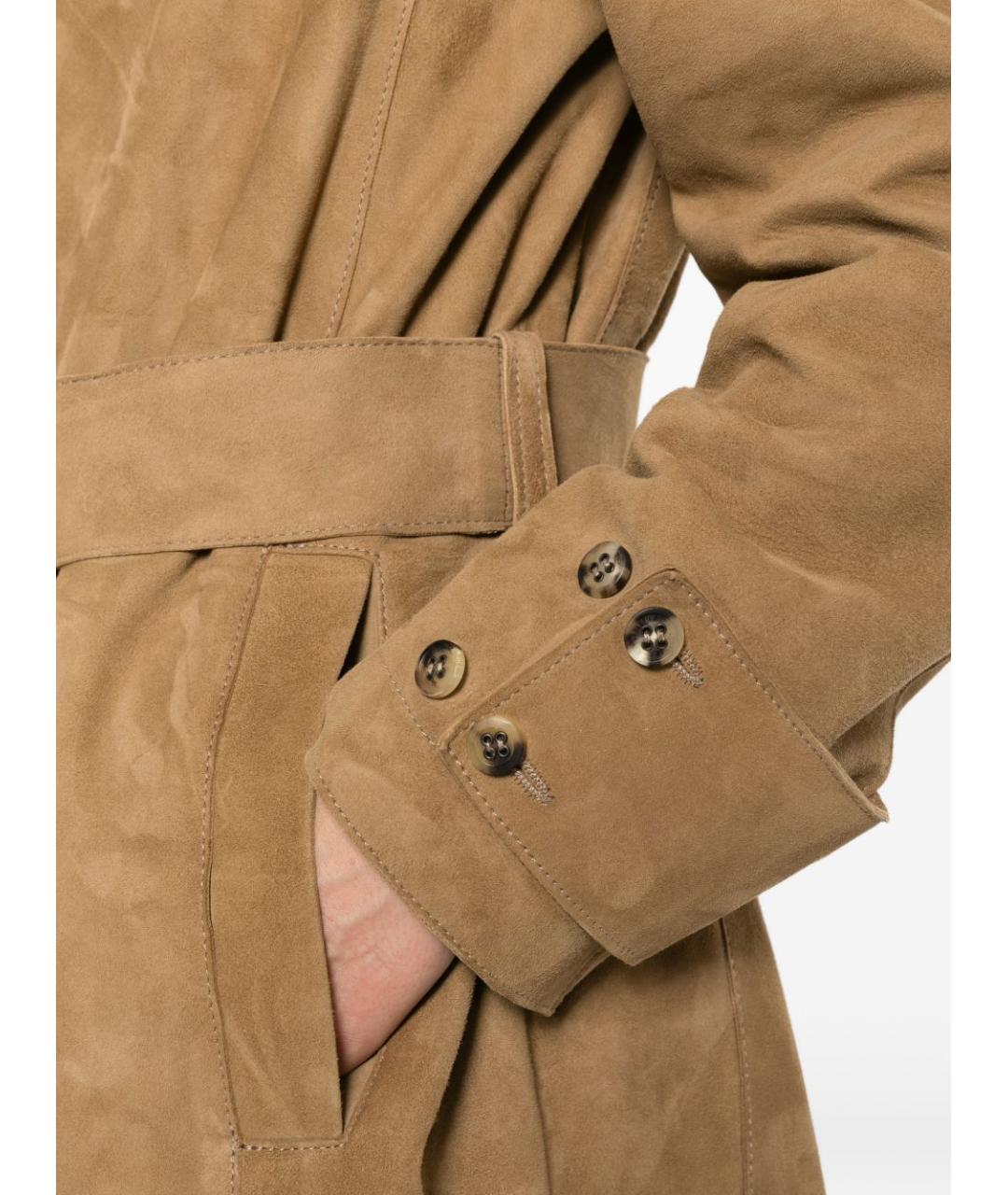 GOLDEN GOOSE DELUXE BRAND Бежевый кожаный тренч/плащ, фото 2