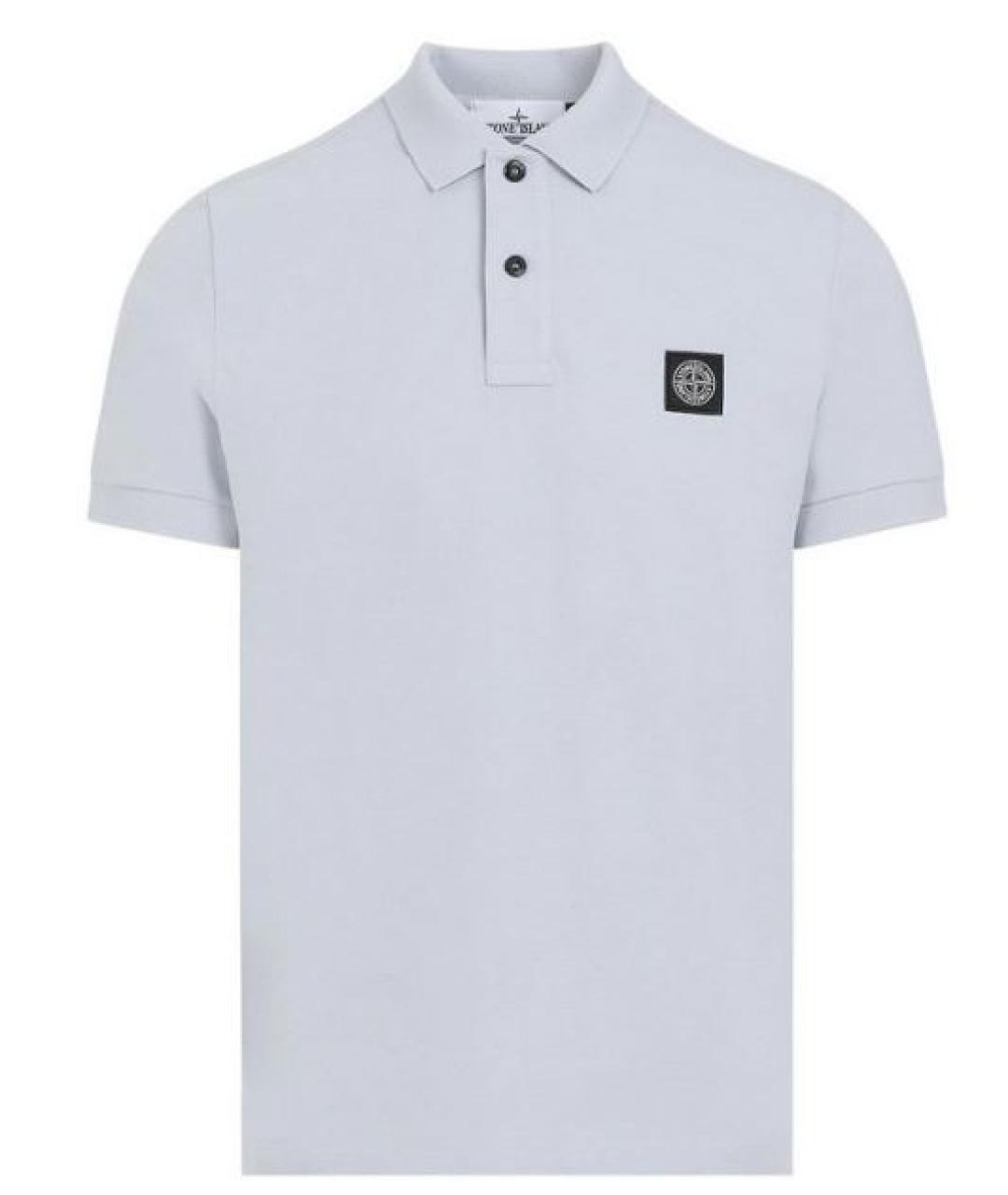 STONE ISLAND Голубое хлопковое поло с коротким рукавом, фото 1