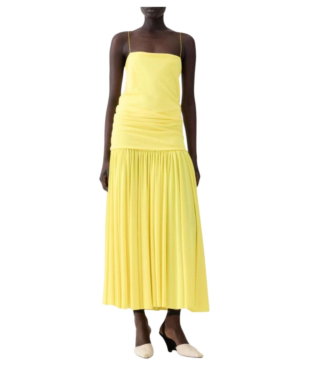JACQUEMUS Желтое вискозное повседневное платье, фото 4