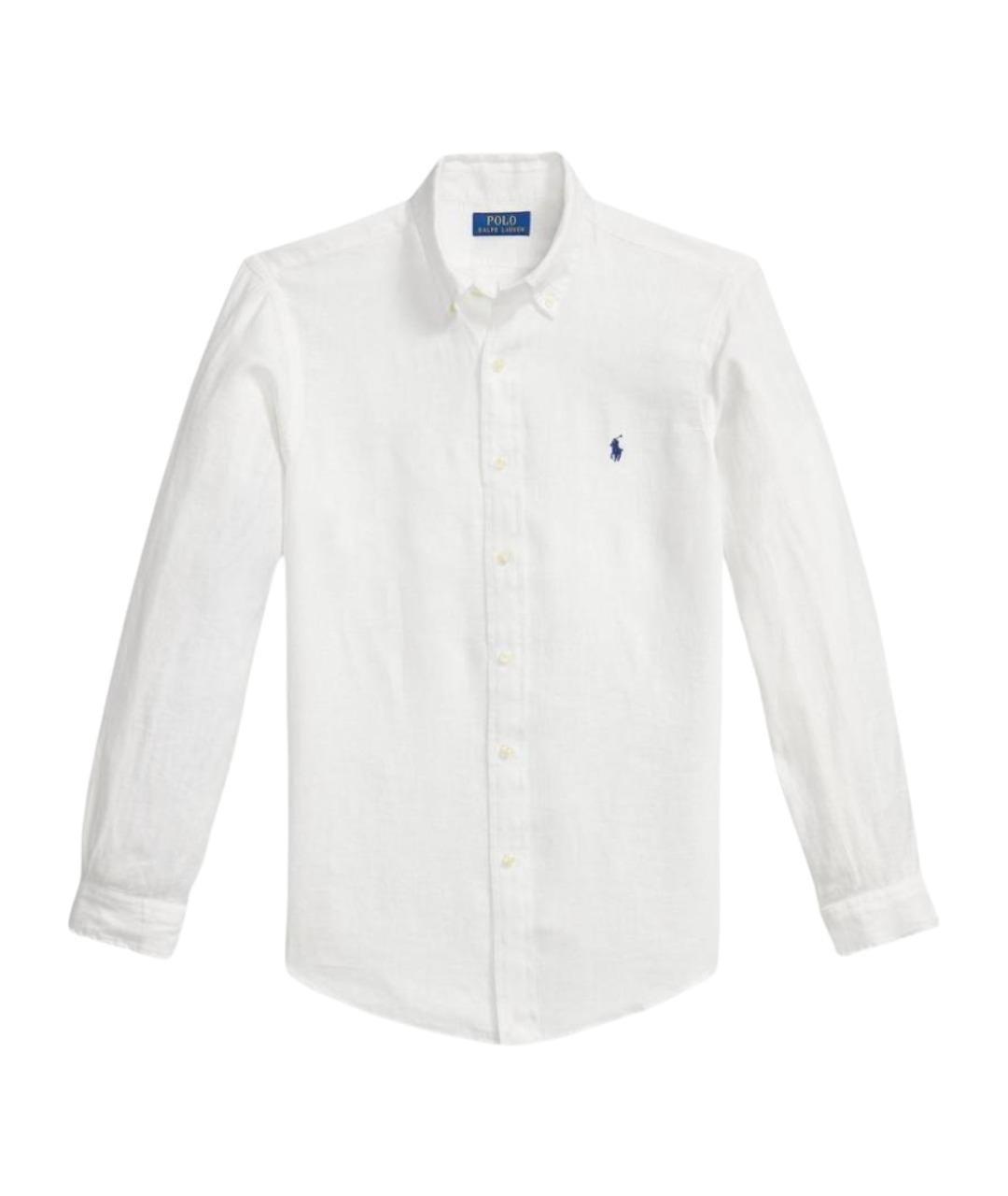 RALPH LAUREN Белая льняная классическая рубашка, фото 1
