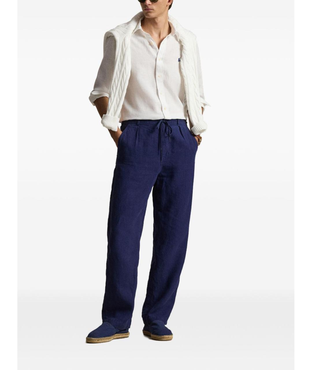 RALPH LAUREN Белая льняная классическая рубашка, фото 3