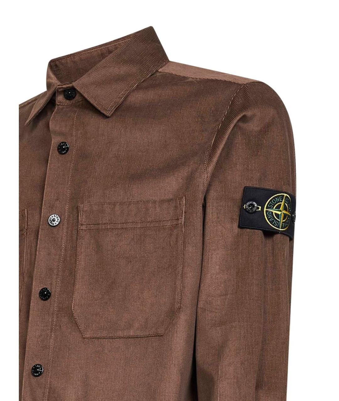 STONE ISLAND Коричневая хлопковая кэжуал рубашка, фото 3