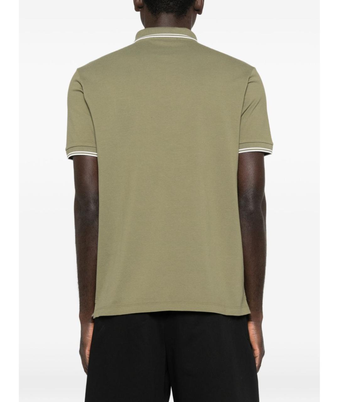 STONE ISLAND Хаки хлопковое поло с коротким рукавом, фото 4