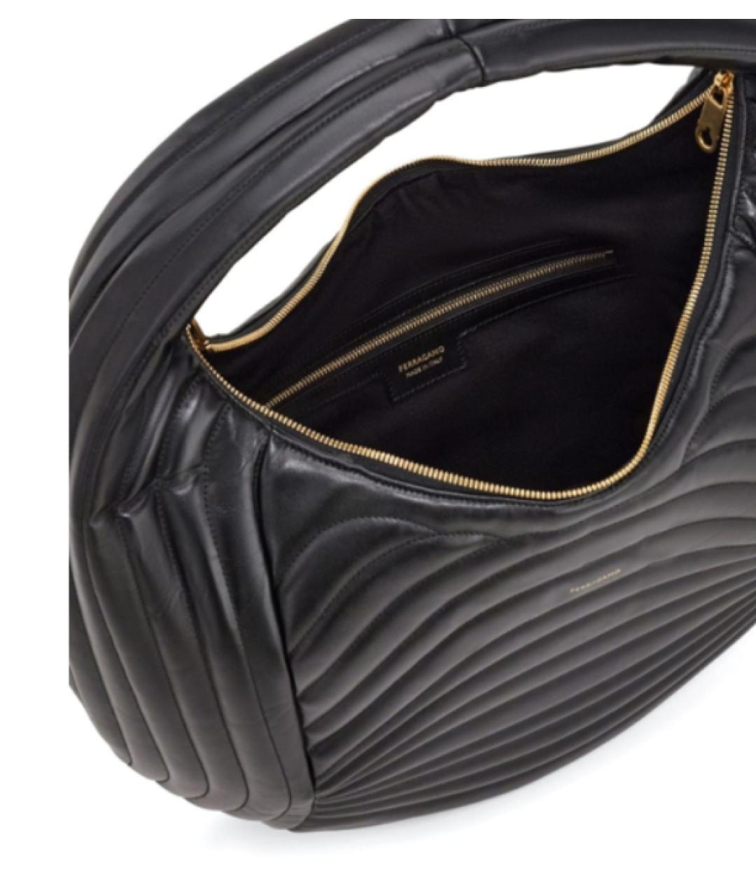 FERRAGAMO Черная кожаная сумка с короткими ручками, фото 4