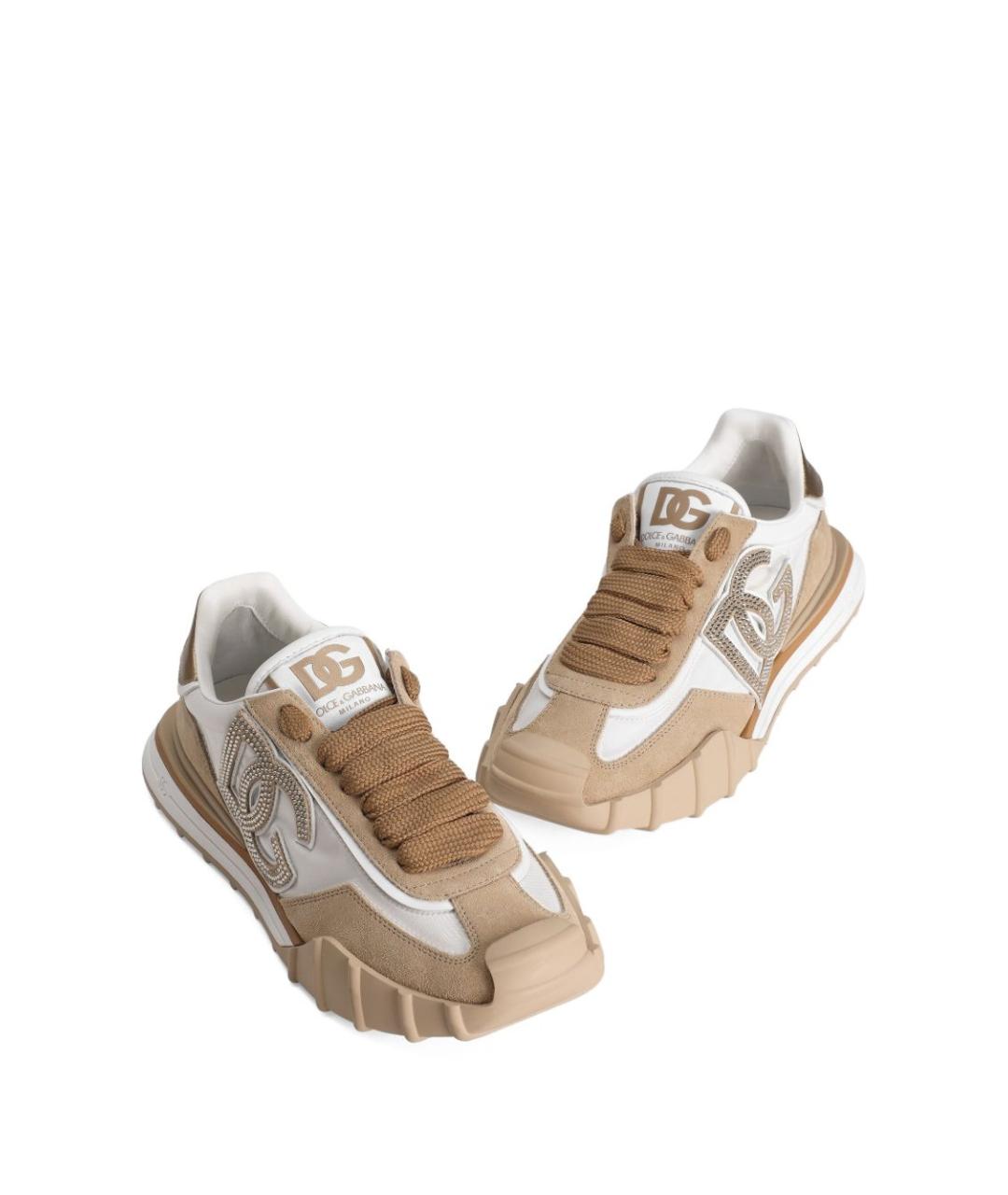 DOLCE&GABBANA Бежевые замшевые кроссовки, фото 4