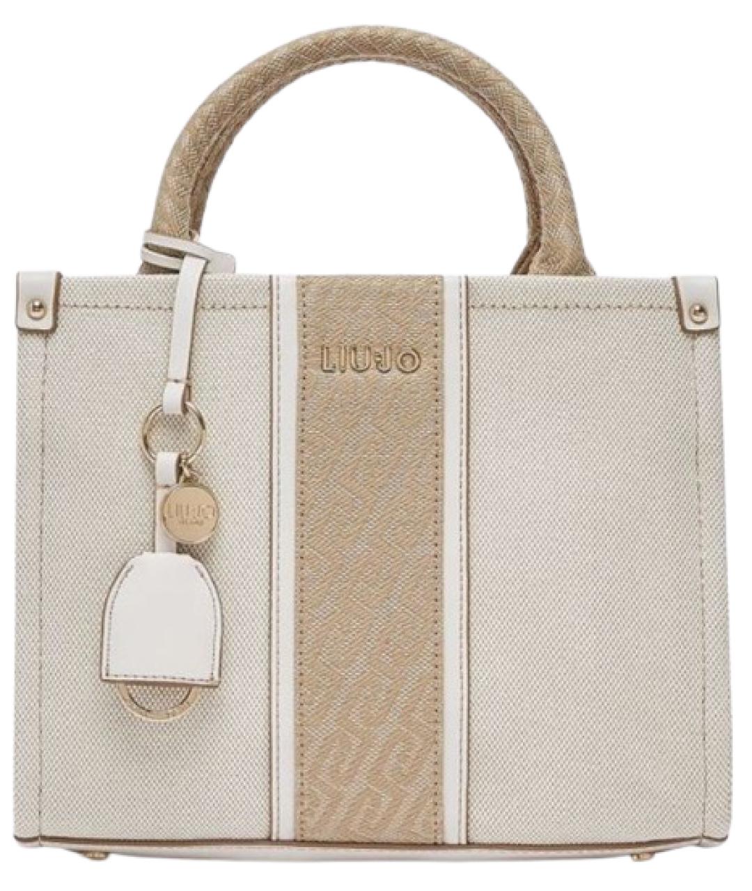 LIU JO Бежевая тканевая сумка тоут, фото 1