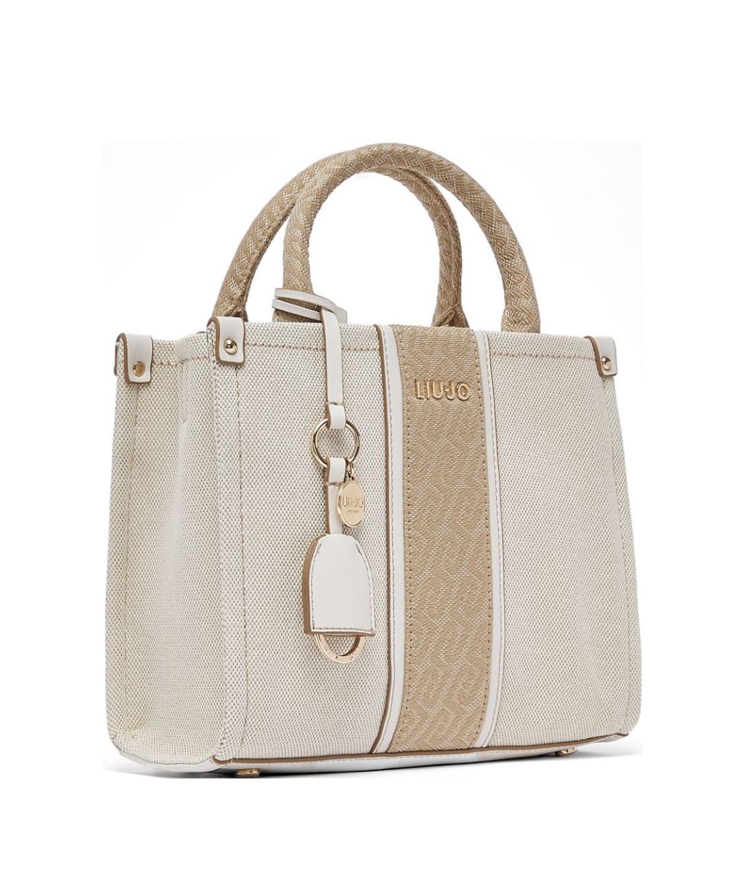 LIU JO Бежевая тканевая сумка тоут, фото 5
