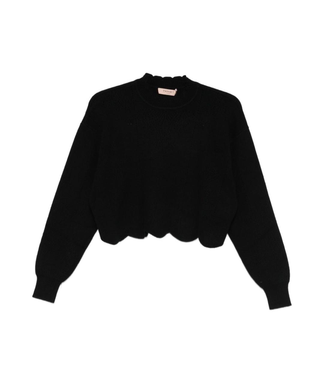 TWIN-SET Черный хлопковый джемпер / свитер, фото 1
