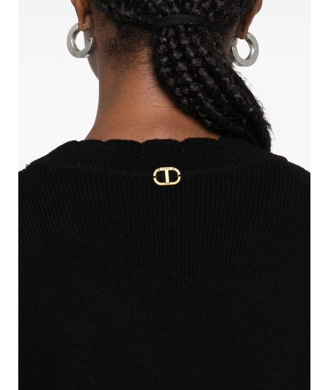 TWIN-SET Черный хлопковый джемпер / свитер, фото 3