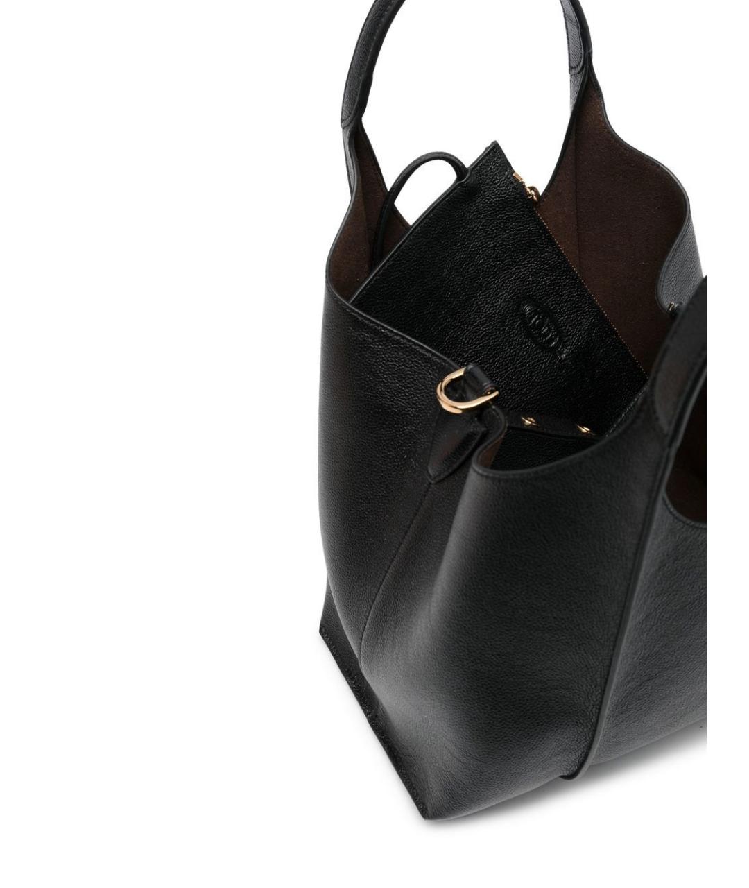 TOD'S Черная кожаная сумка тоут, фото 5