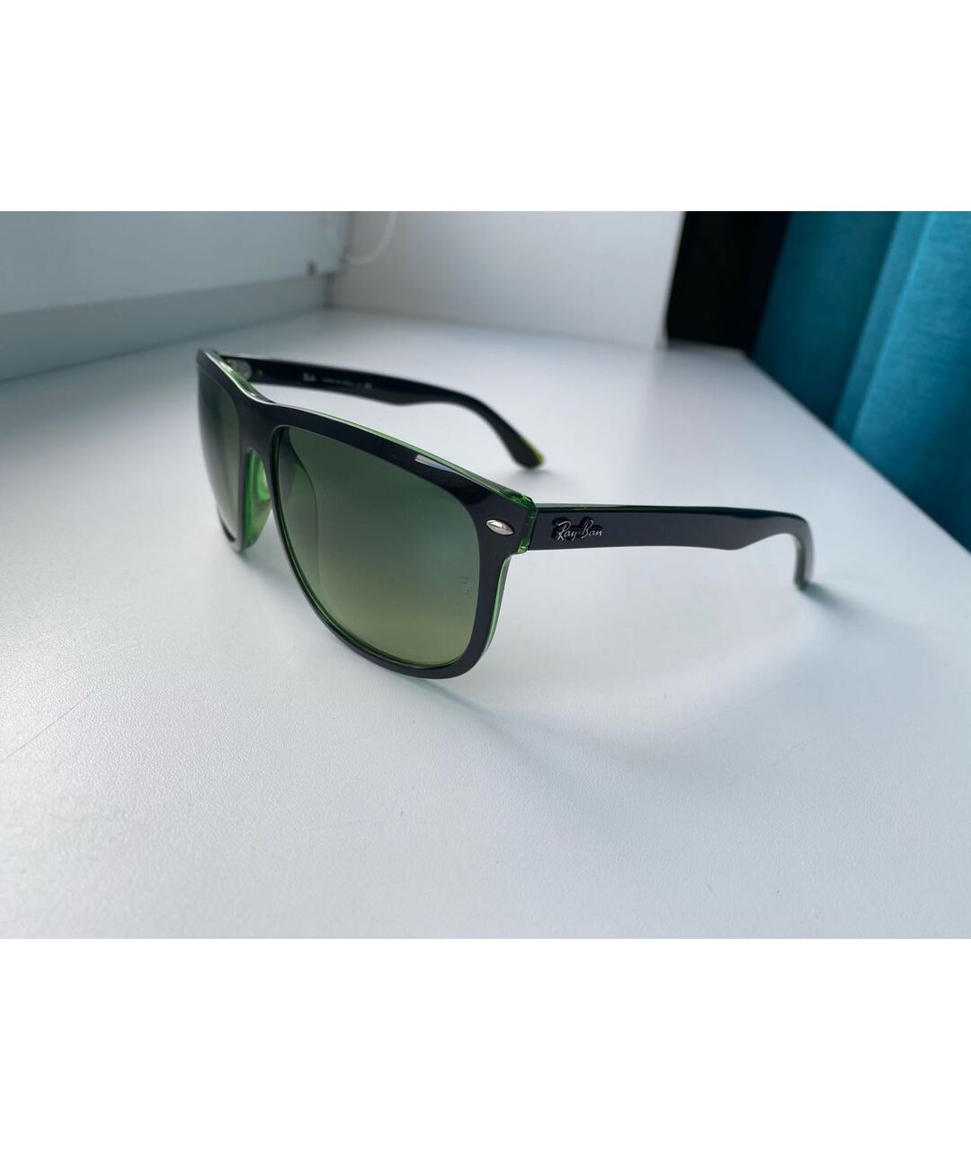 RAY BAN Зеленые пластиковые солнцезащитные очки, фото 2