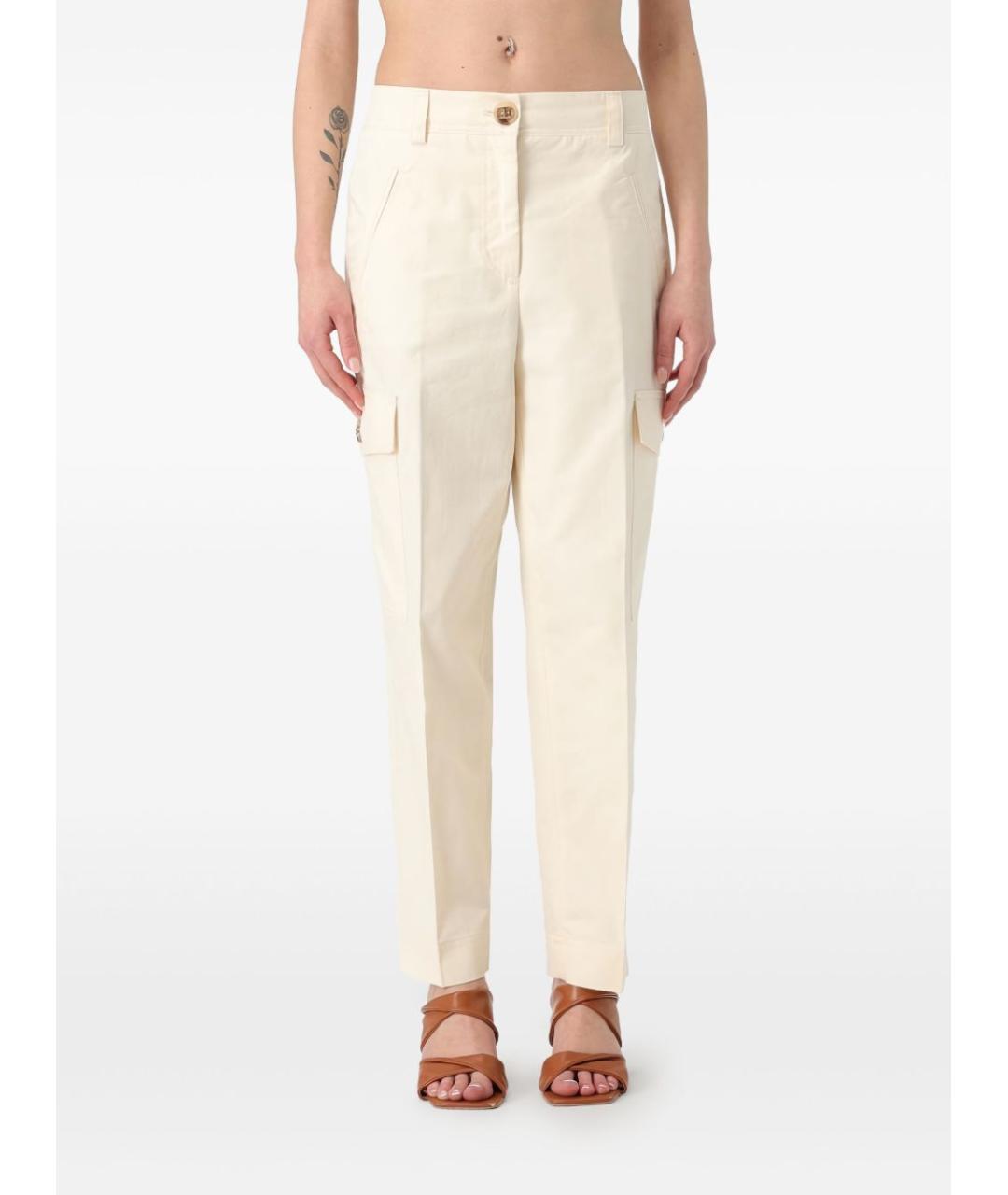 TWIN-SET Бежевые хлопковые прямые брюки, фото 1