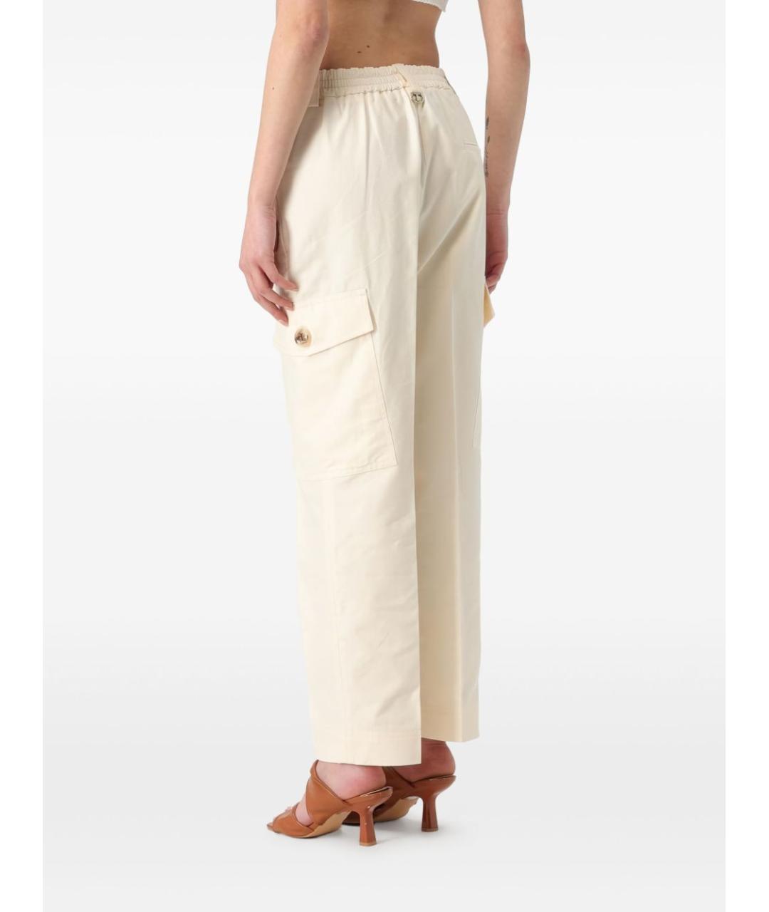 TWIN-SET Бежевые хлопковые прямые брюки, фото 3