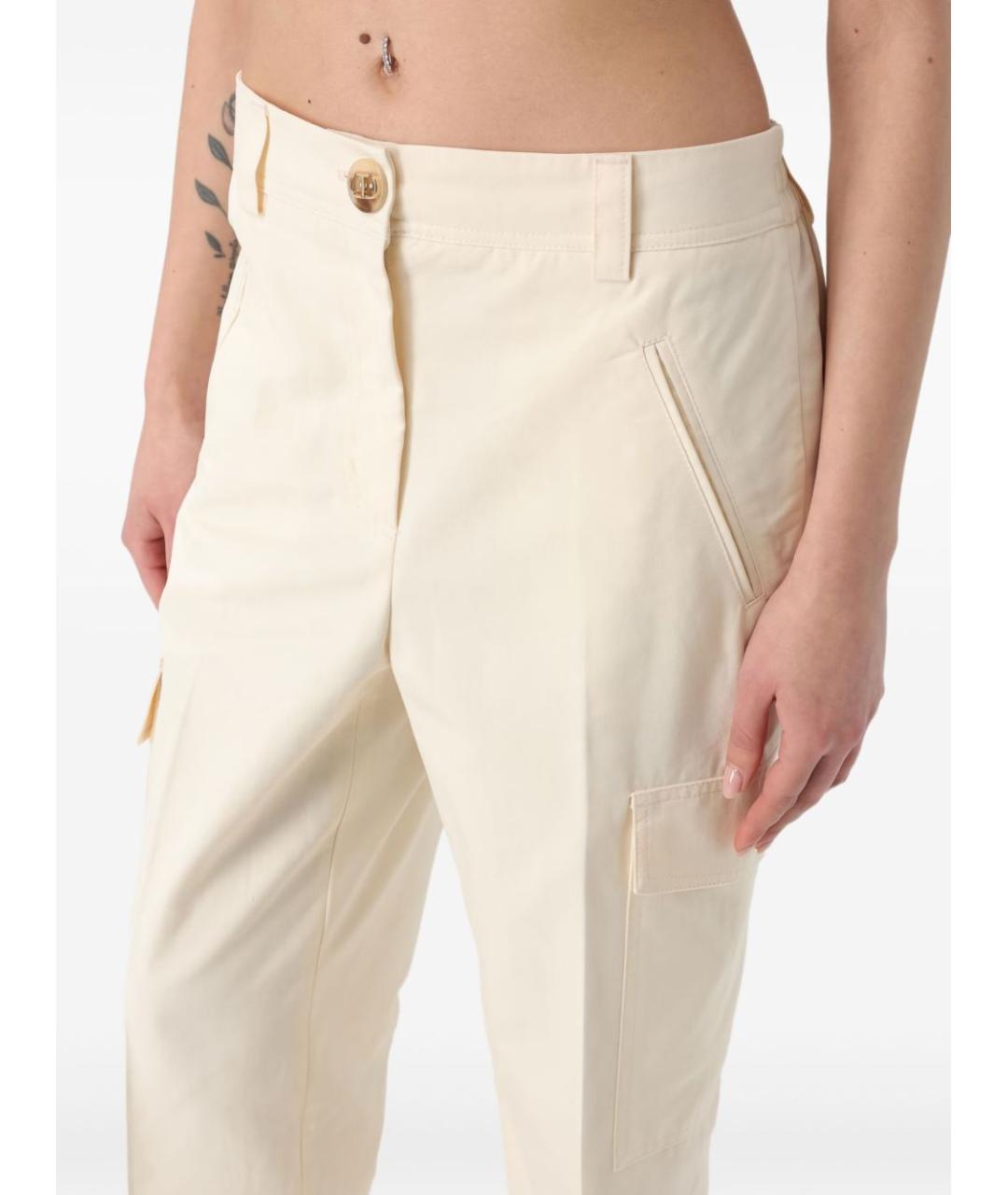 TWIN-SET Бежевые хлопковые прямые брюки, фото 2