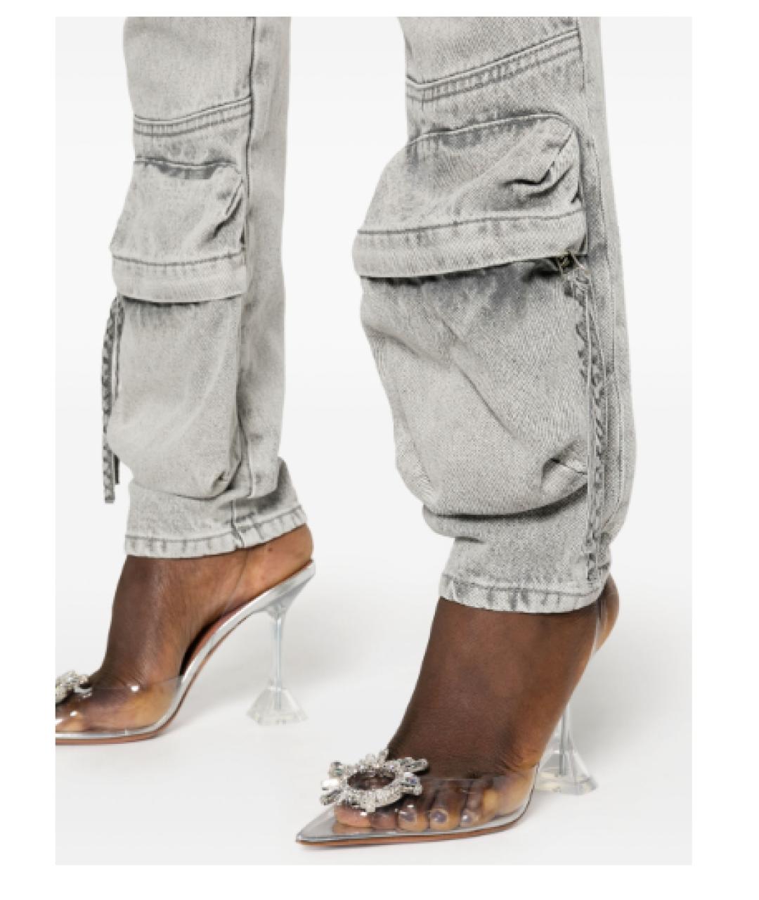 THE ATTICO Серые хлопковые прямые джинсы, фото 4