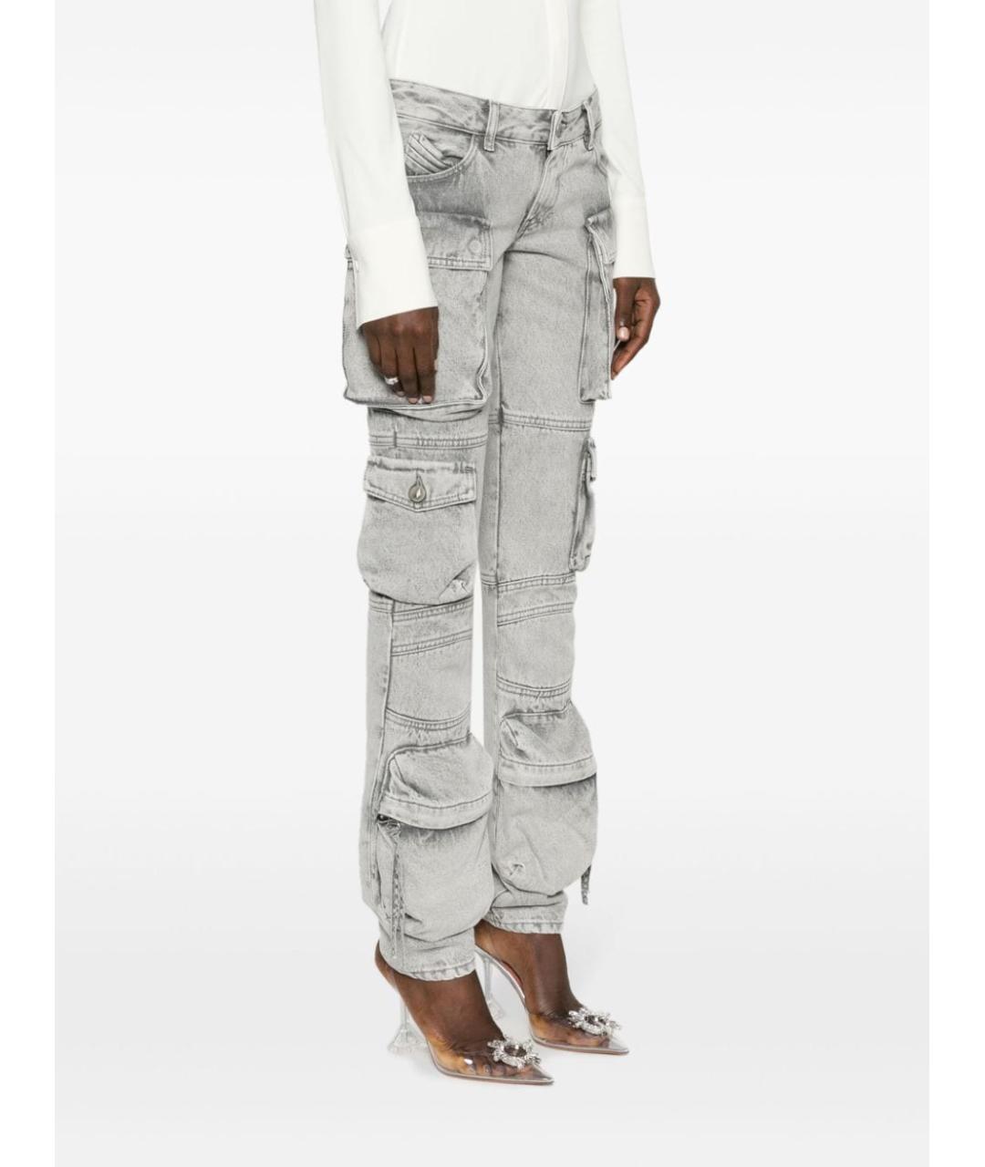 THE ATTICO Серые хлопковые прямые джинсы, фото 5