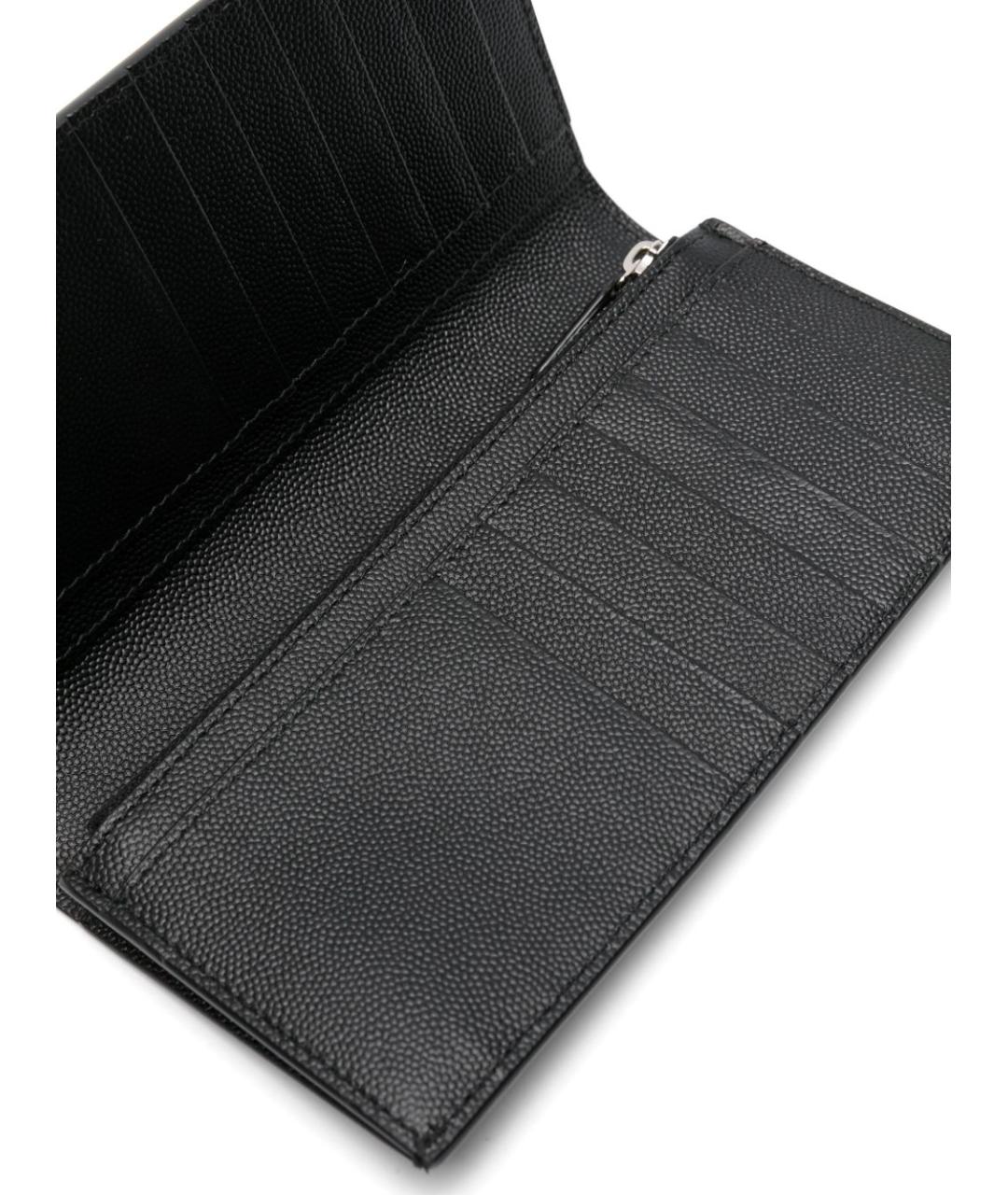 SAINT LAURENT Черный кожаный кошелек, фото 3