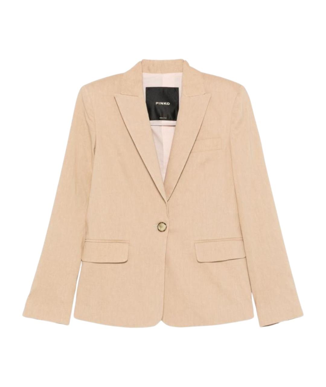 PINKO Бежевый льняной жакет/пиджак, фото 1