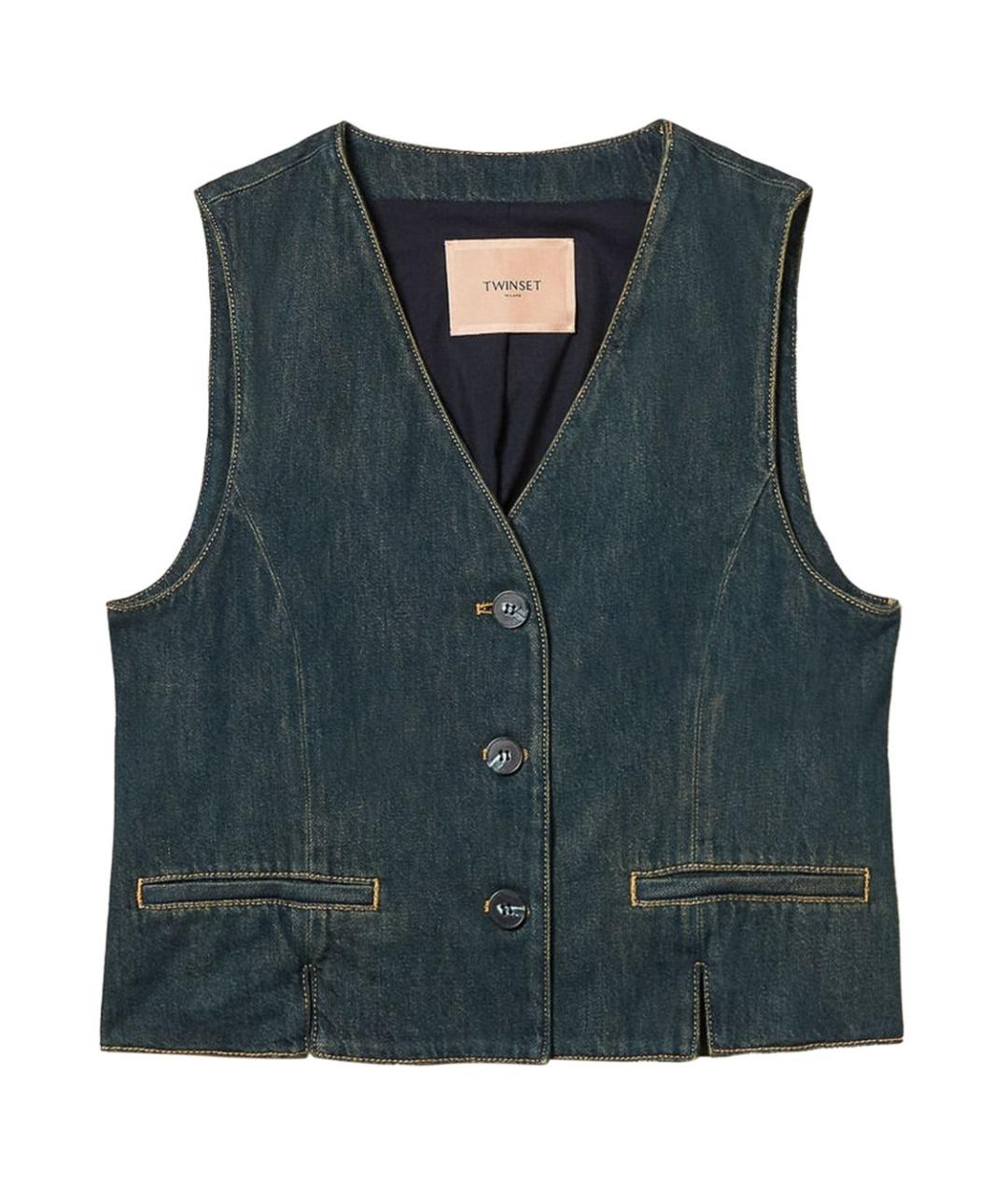 TWIN-SET Синяя хлопковая куртка, фото 1