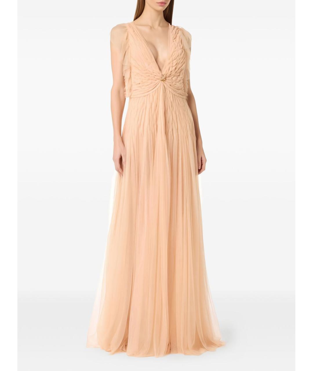 ELISABETTA FRANCHI Бежевое полиэстеровое вечернее платье, фото 5