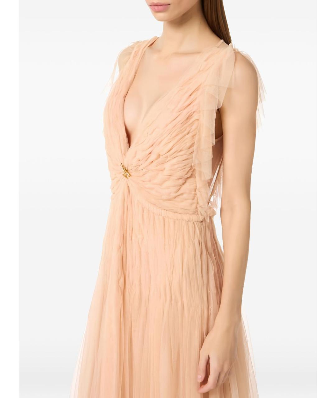ELISABETTA FRANCHI Бежевое полиэстеровое вечернее платье, фото 3