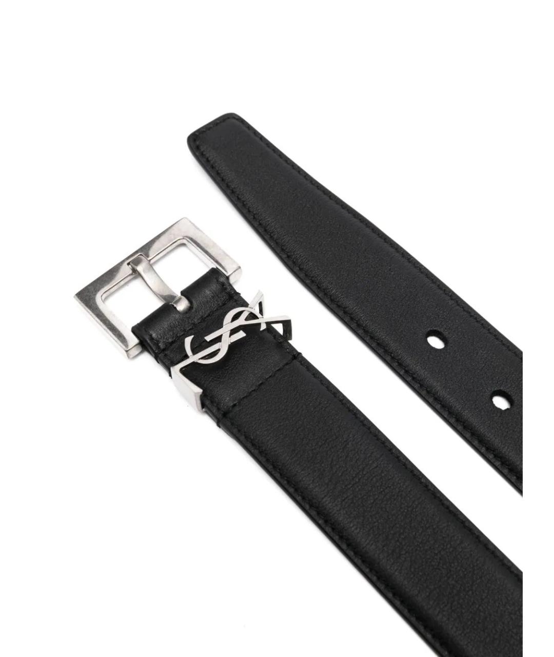 SAINT LAURENT Черный кожаный ремень, фото 1