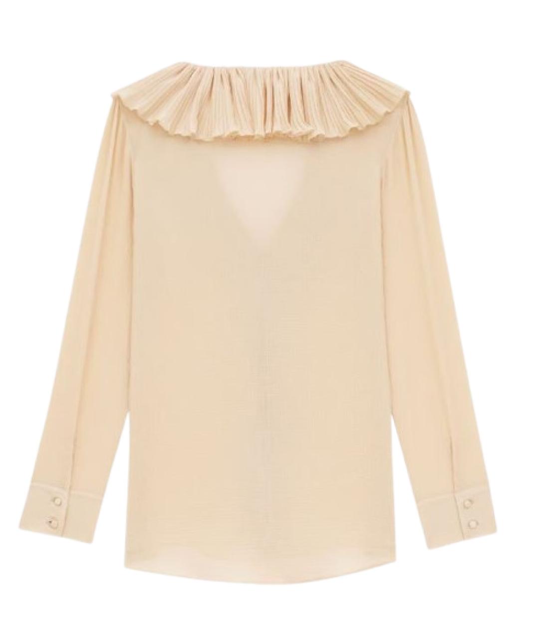 SAINT LAURENT Бежевая шелковая блузы, фото 2