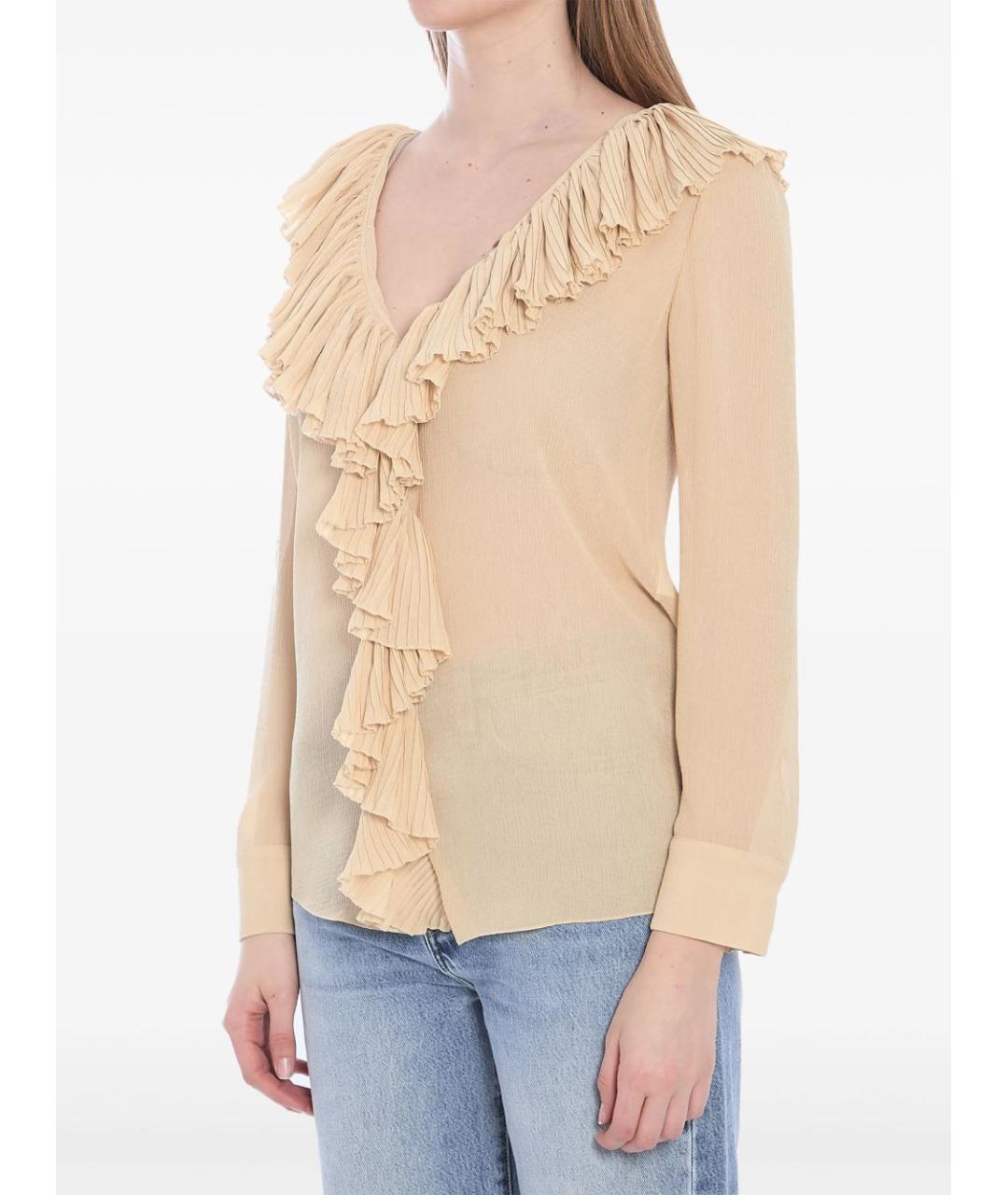 SAINT LAURENT Бежевая шелковая блузы, фото 6