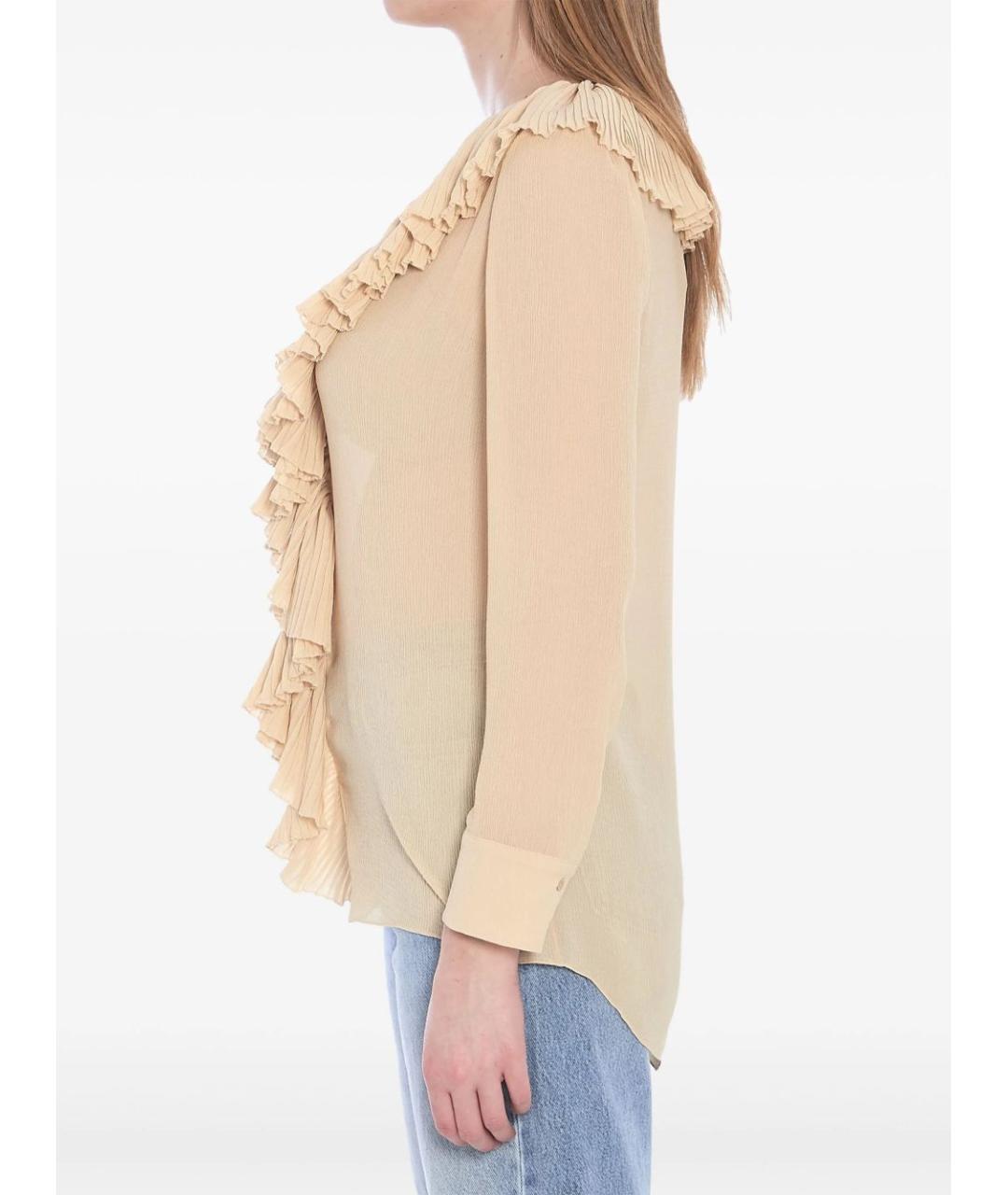 SAINT LAURENT Бежевая шелковая блузы, фото 3