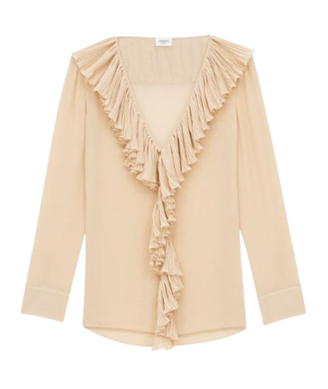 SAINT LAURENT Бежевая шелковая блузы, фото 1