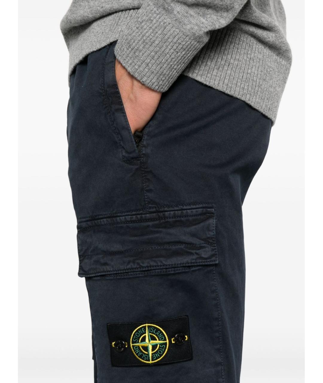 STONE ISLAND Темно-синие хлопковые повседневные брюки, фото 5