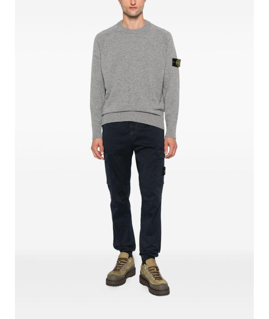 STONE ISLAND Темно-синие хлопковые повседневные брюки, фото 3