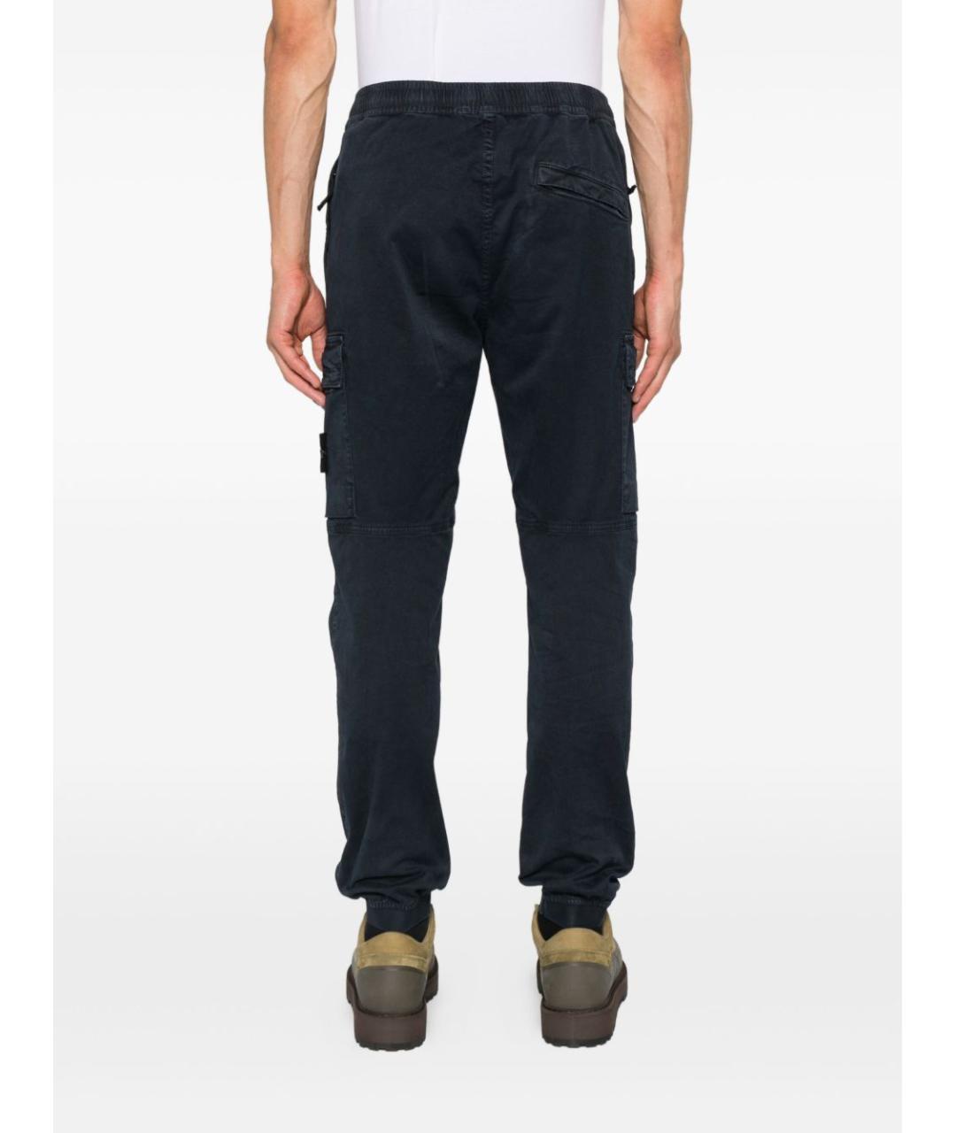 STONE ISLAND Темно-синие хлопковые повседневные брюки, фото 4