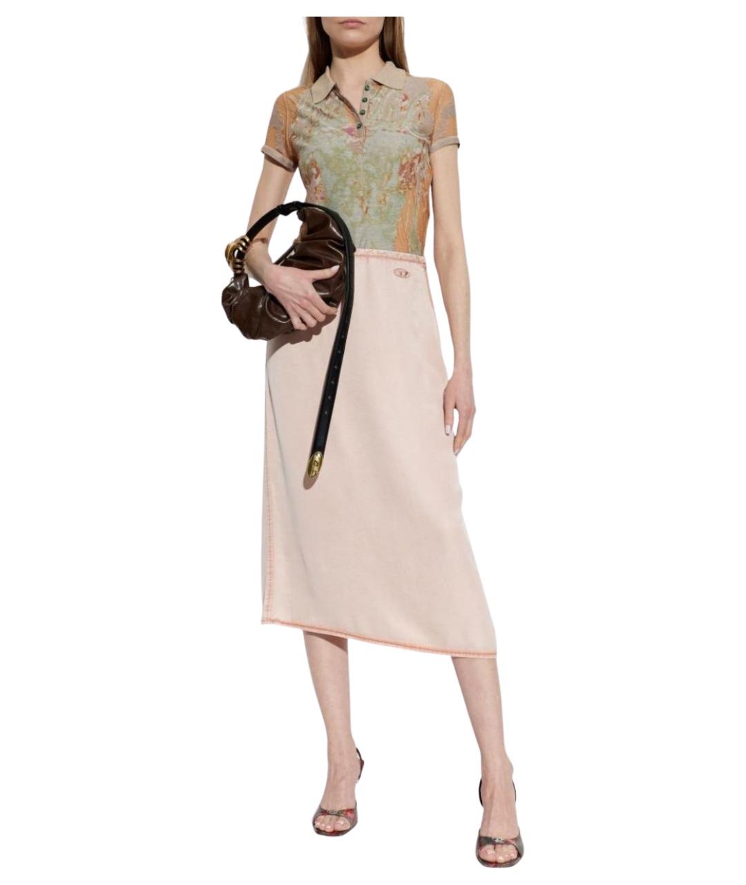 DIESEL Розовая вискозная юбка миди, фото 4