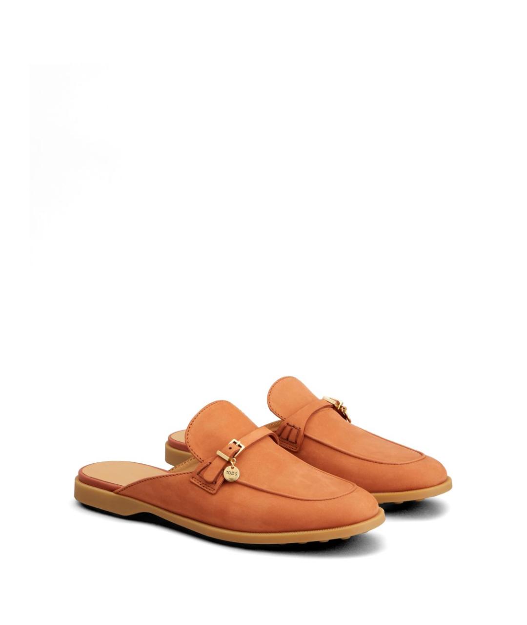 TOD'S Оранжевое замшевые мюли, фото 3
