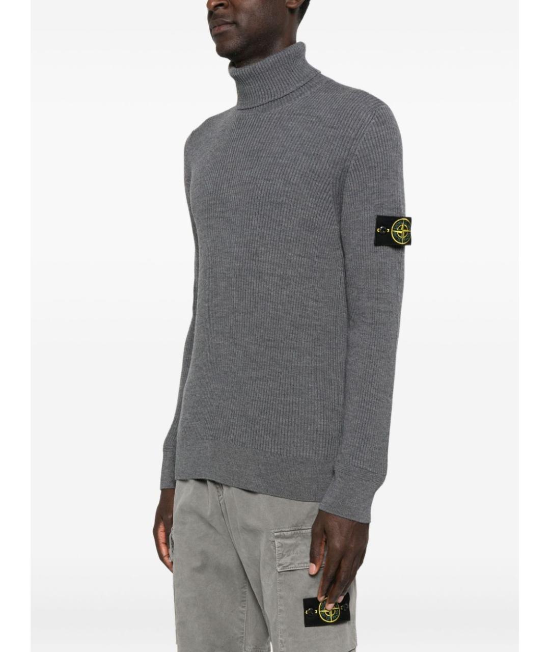 STONE ISLAND Серый шерстяной джемпер / свитер, фото 2