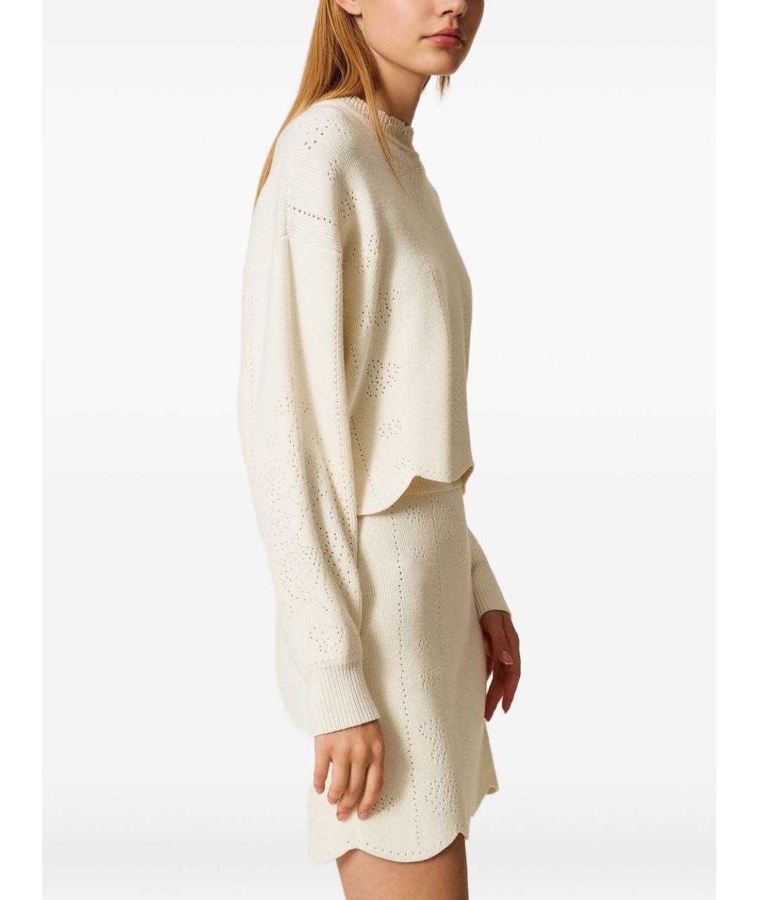 TWIN-SET Бежевый хлопковый джемпер / свитер, фото 2