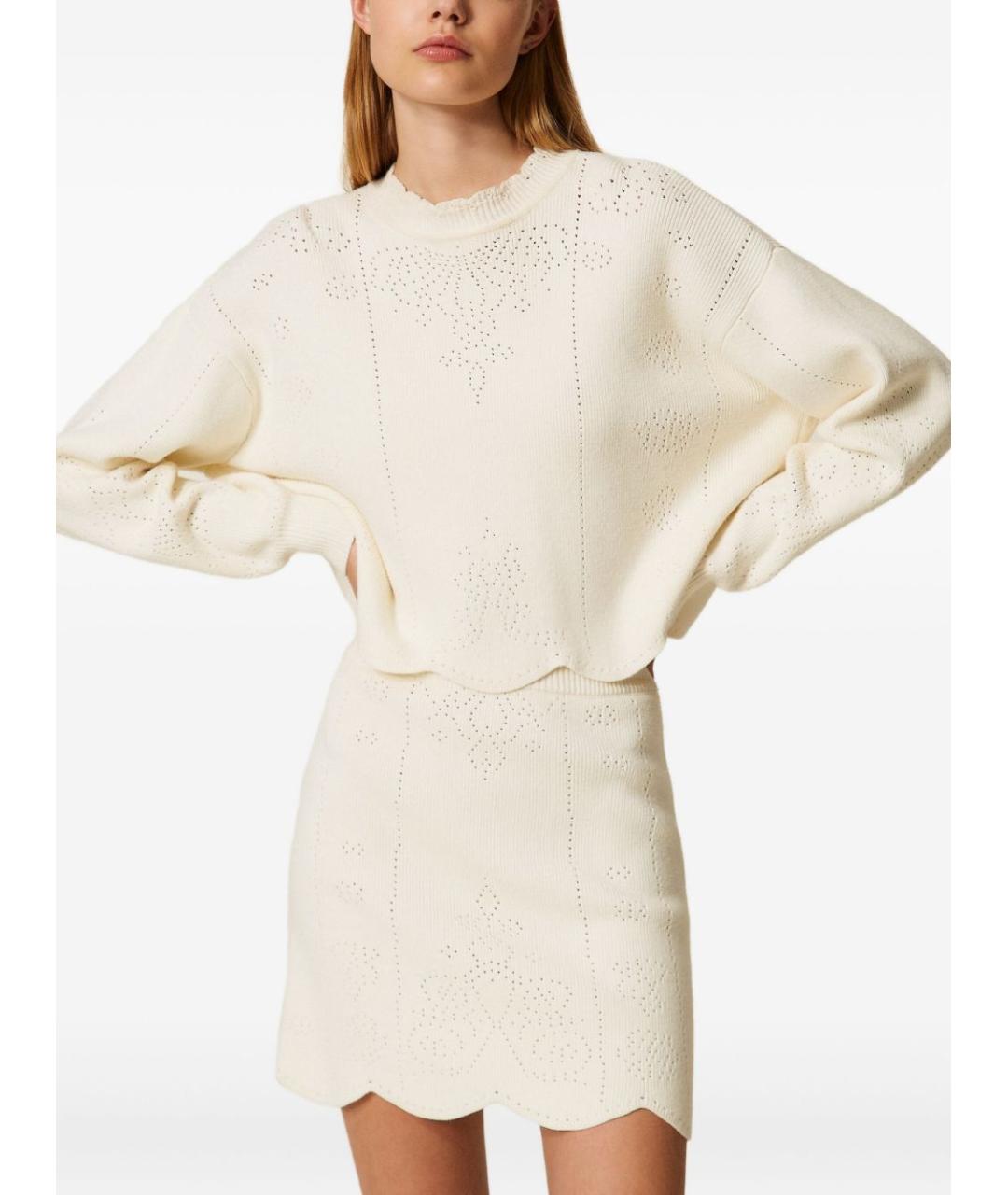 TWIN-SET Бежевый хлопковый джемпер / свитер, фото 3