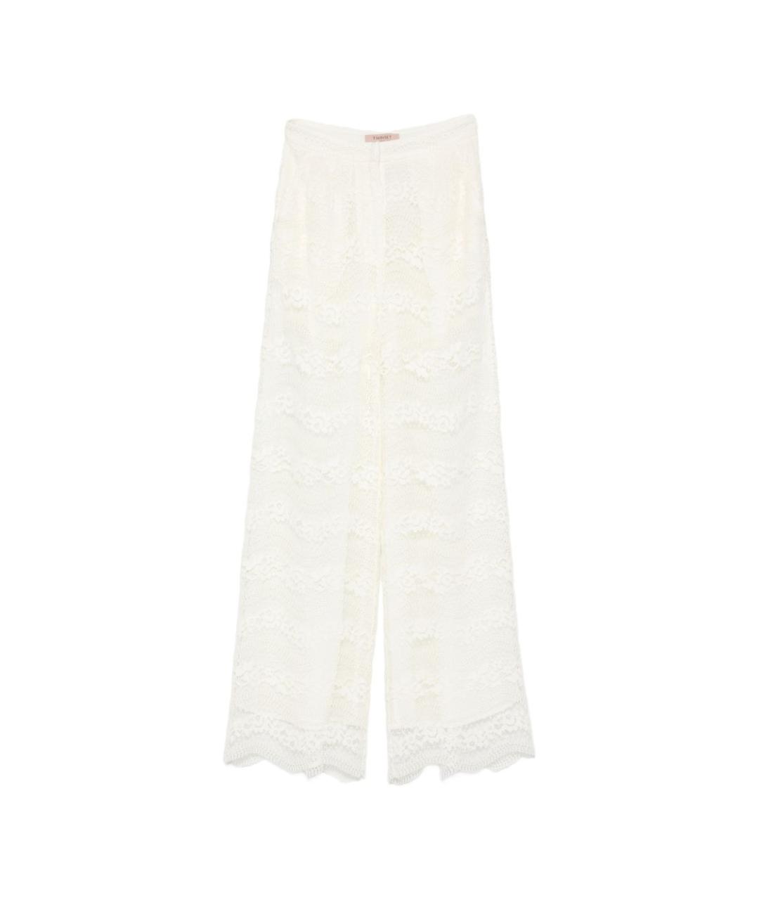 TWIN-SET Бежевые вискозные прямые брюки, фото 1