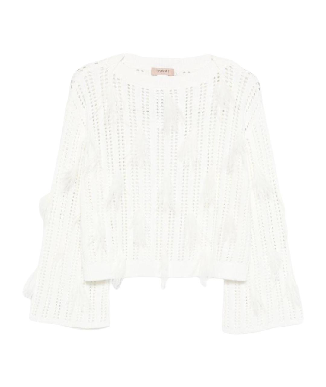 TWIN-SET Белый хлопковый джемпер / свитер, фото 1