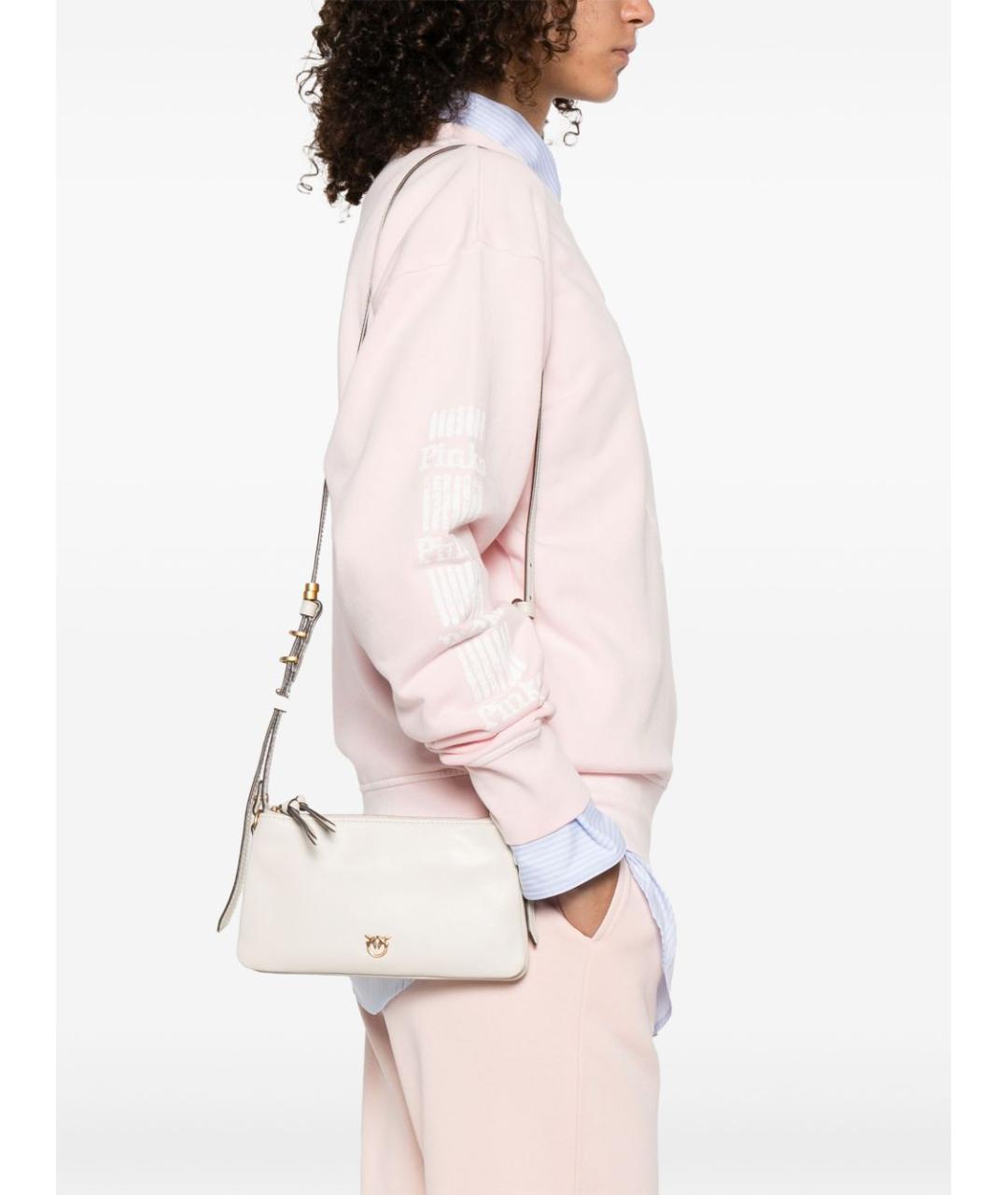 PINKO Белая кожаная сумка через плечо, фото 5