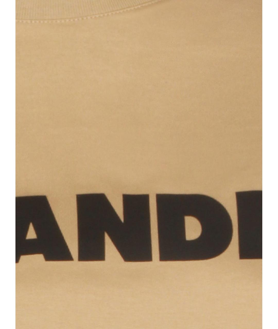 JIL SANDER Бежевая хлопковая футболка, фото 2