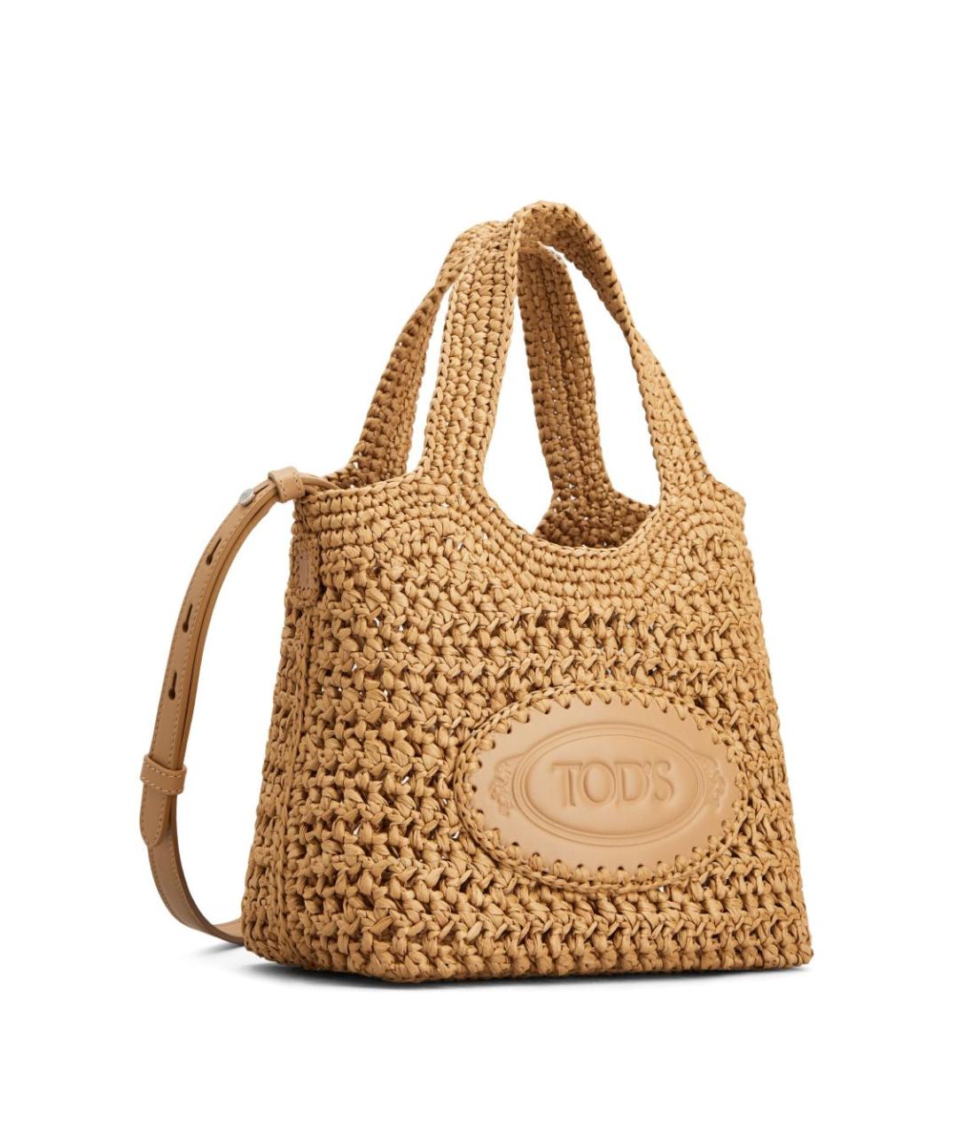 TOD'S Бежевая пелетеная сумка тоут, фото 2