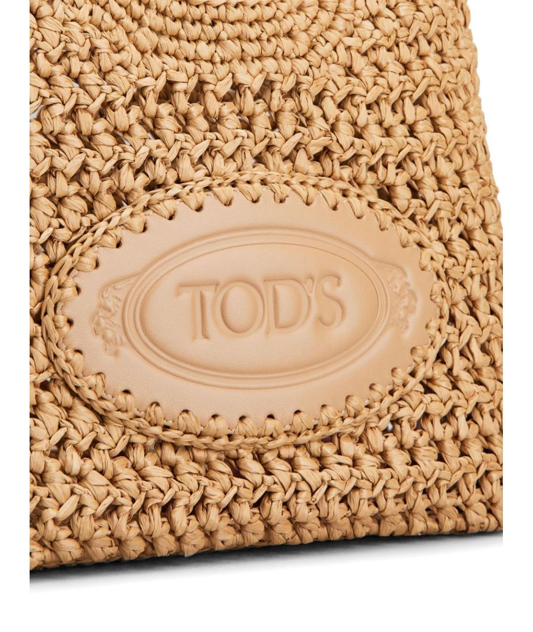 TOD'S Бежевая пелетеная сумка тоут, фото 4