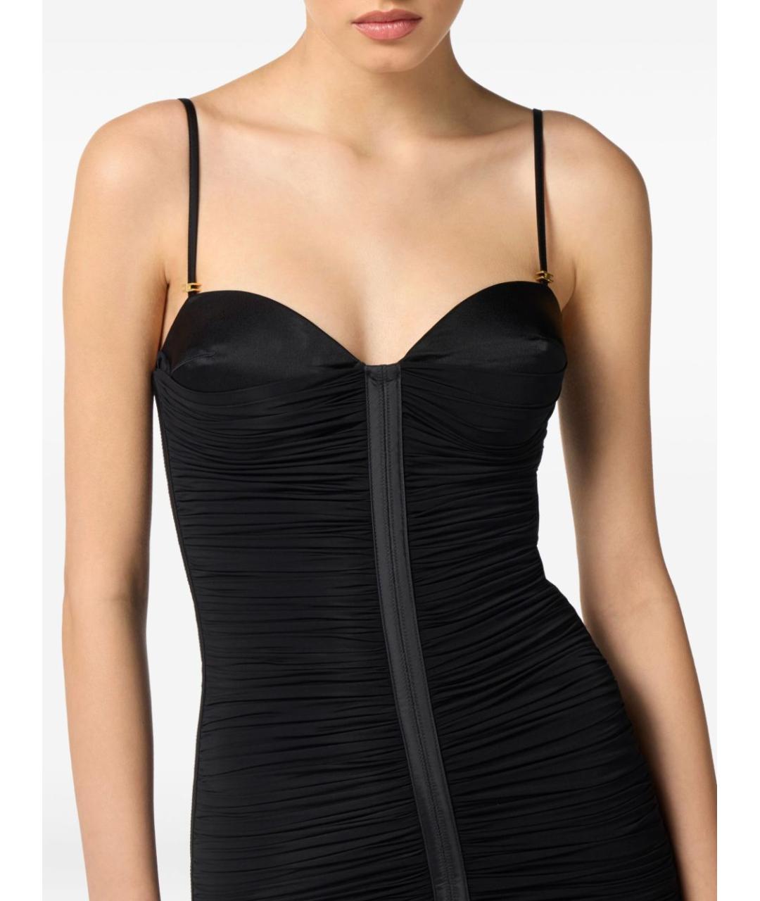 ELISABETTA FRANCHI Черное вискозное коктейльное платье, фото 3