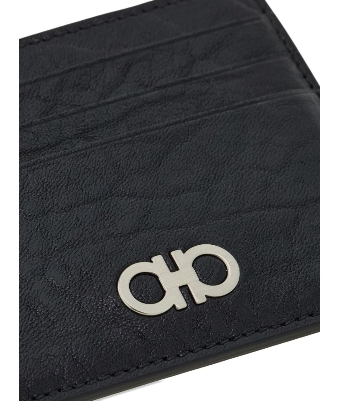 FERRAGAMO Черный кожаный кардхолдер, фото 4